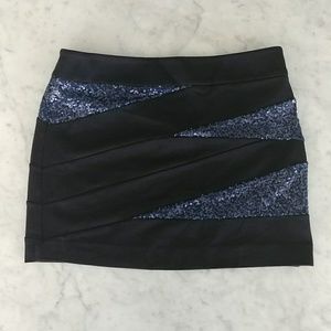 Express NWT Black + Navy Sequin Bandage Skirt
